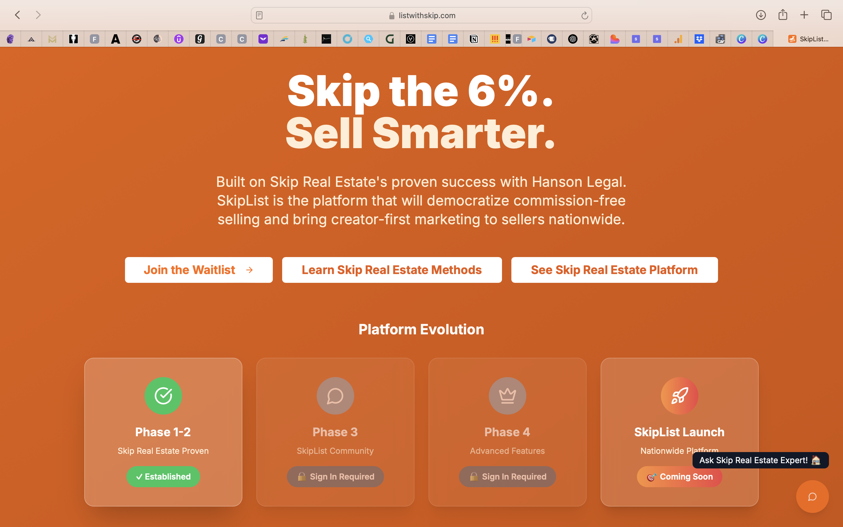 SkipList website screenshot
