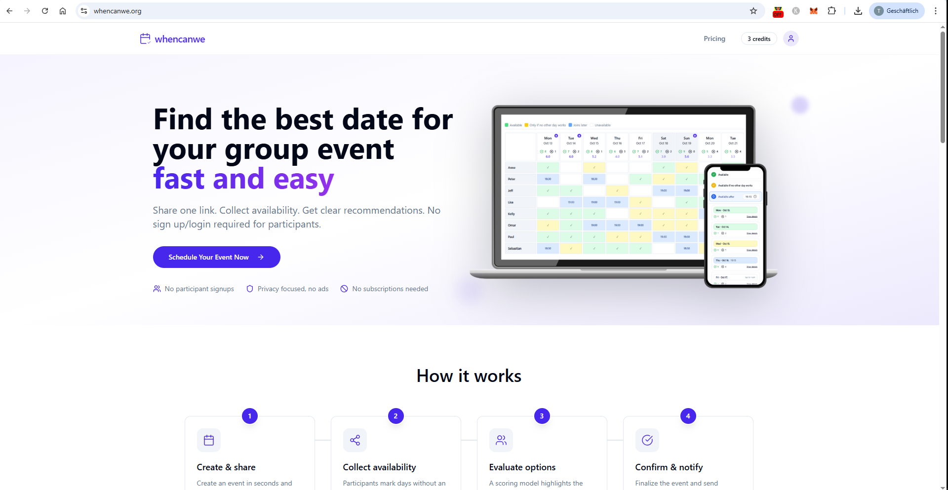 whencanwe website screenshot