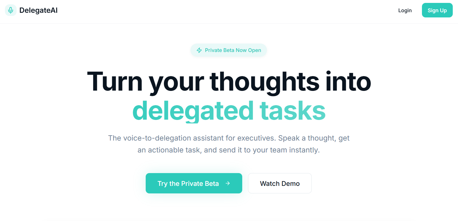 Delegate AI website screenshot