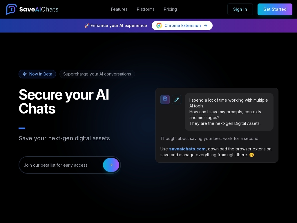 SaveAiChats website screenshot