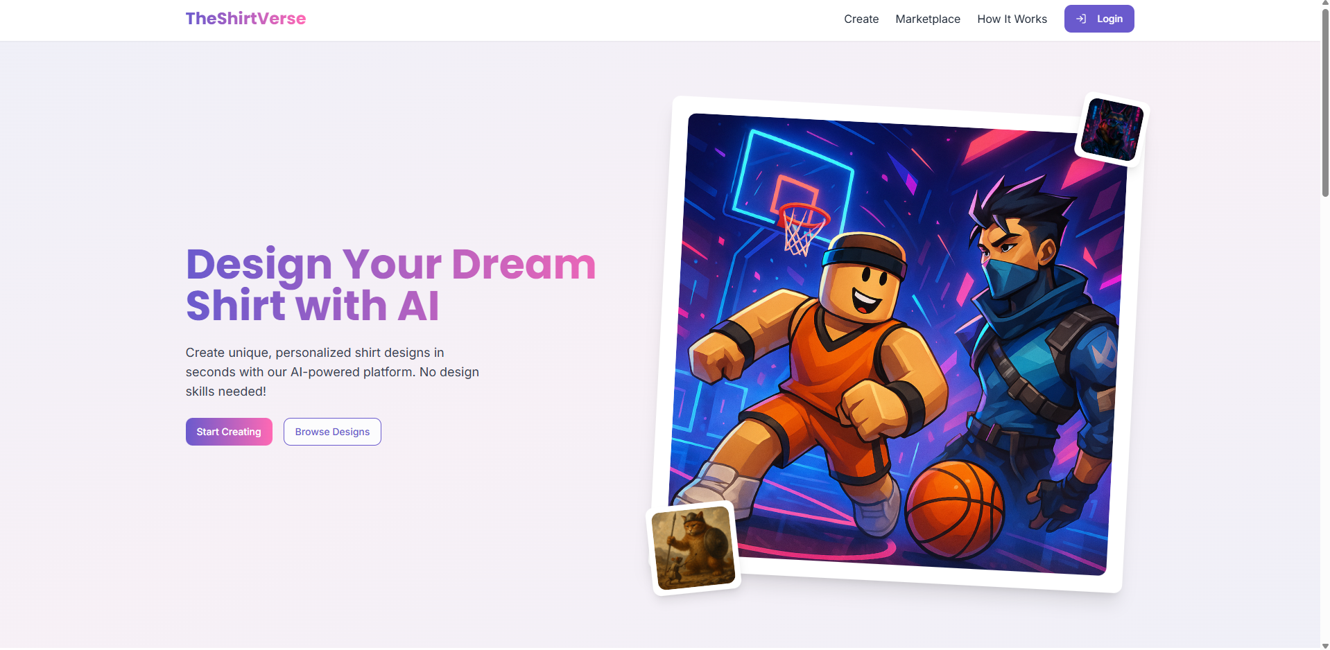 TheShirtVerse website screenshot