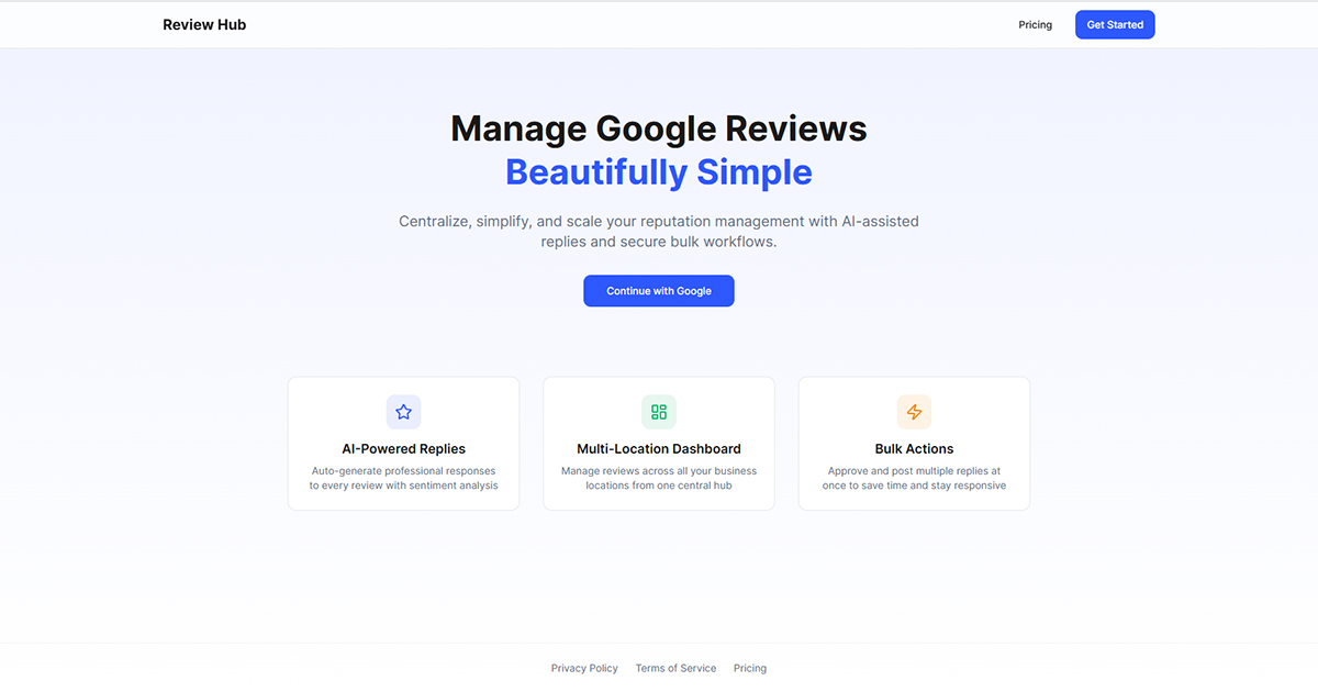 Review Hub website screenshot