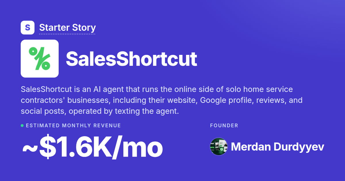 SalesShortcut: Revenue, Growth & Monetization · Starter Story