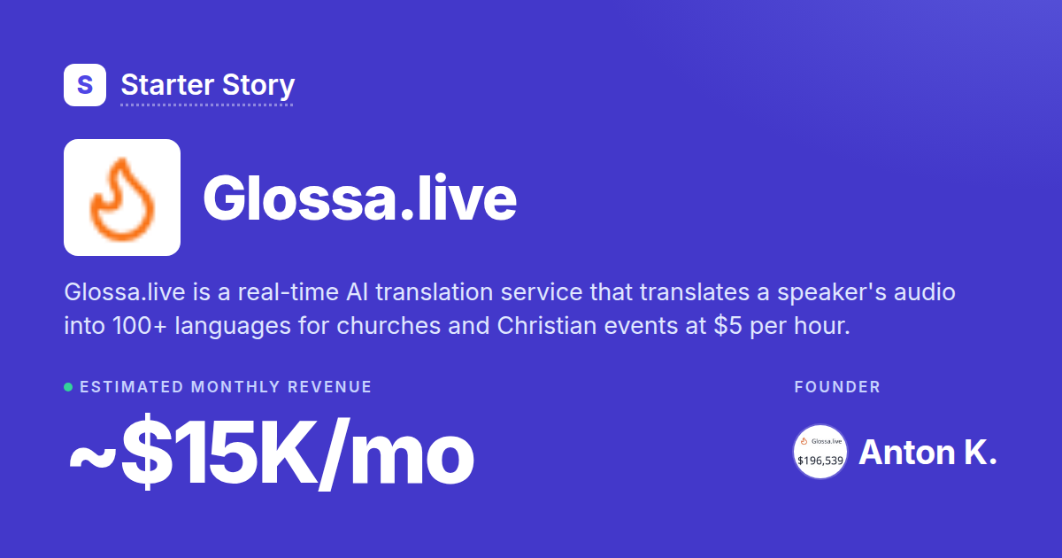 How Much Money Glossa.live Makes · Starter Story