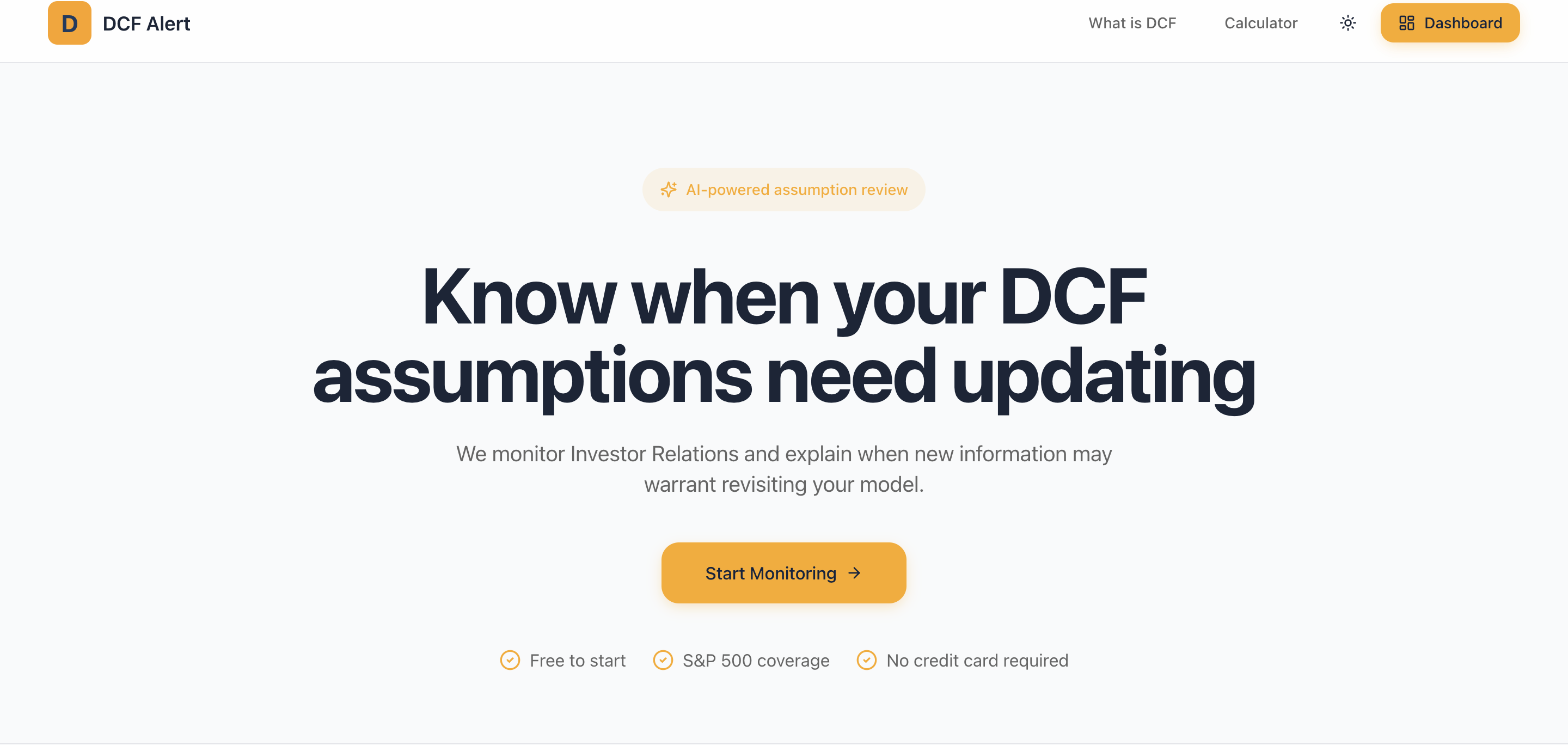 DCFAlert website screenshot