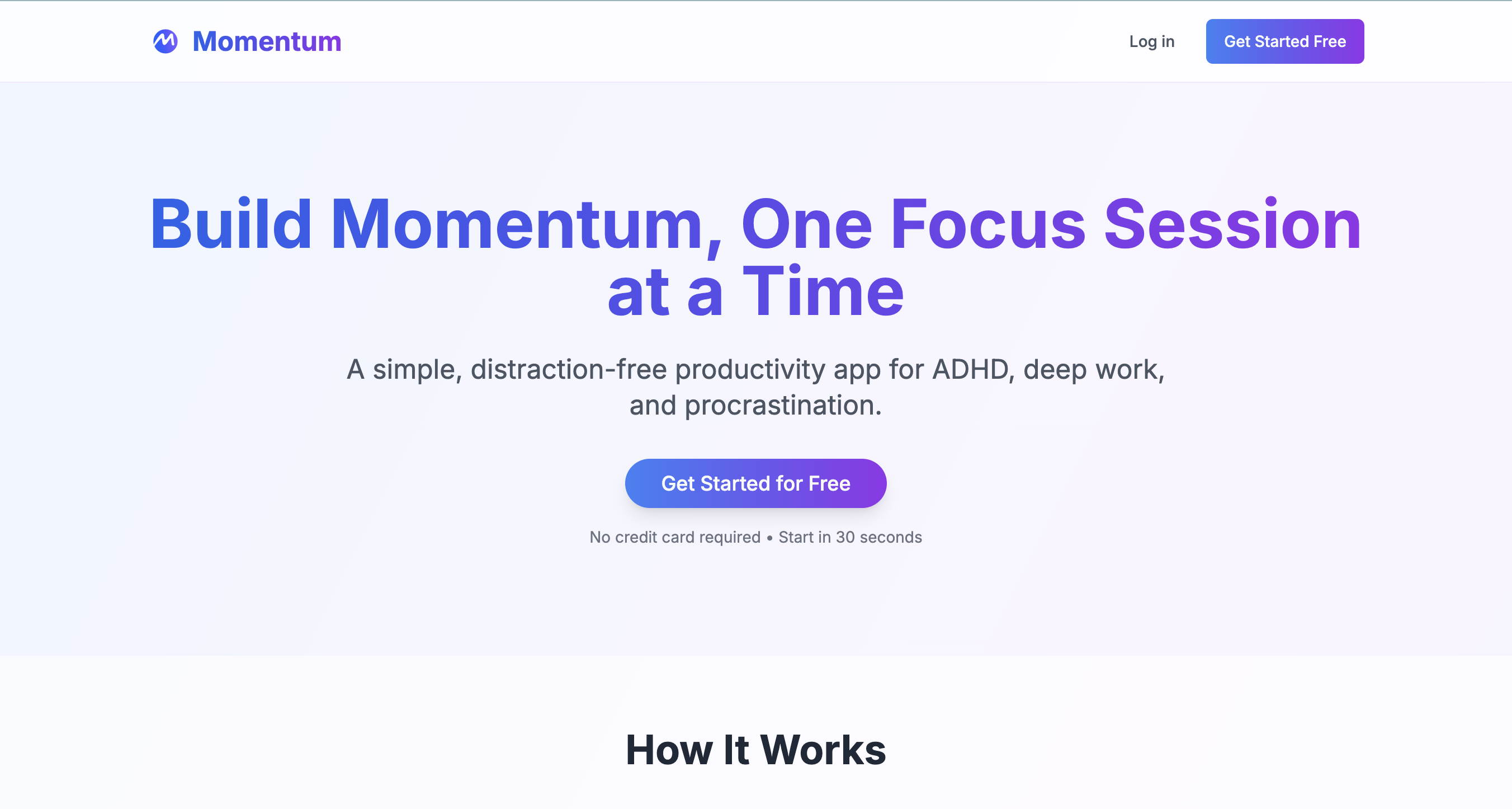 Momentum website screenshot