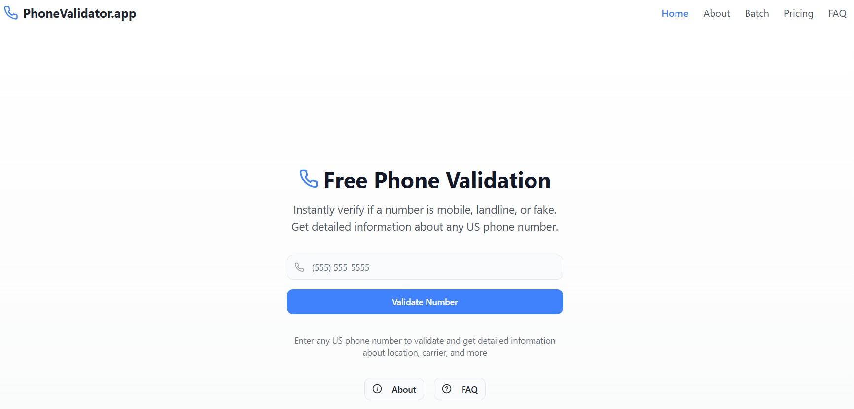 PhoneValidator.app website screenshot