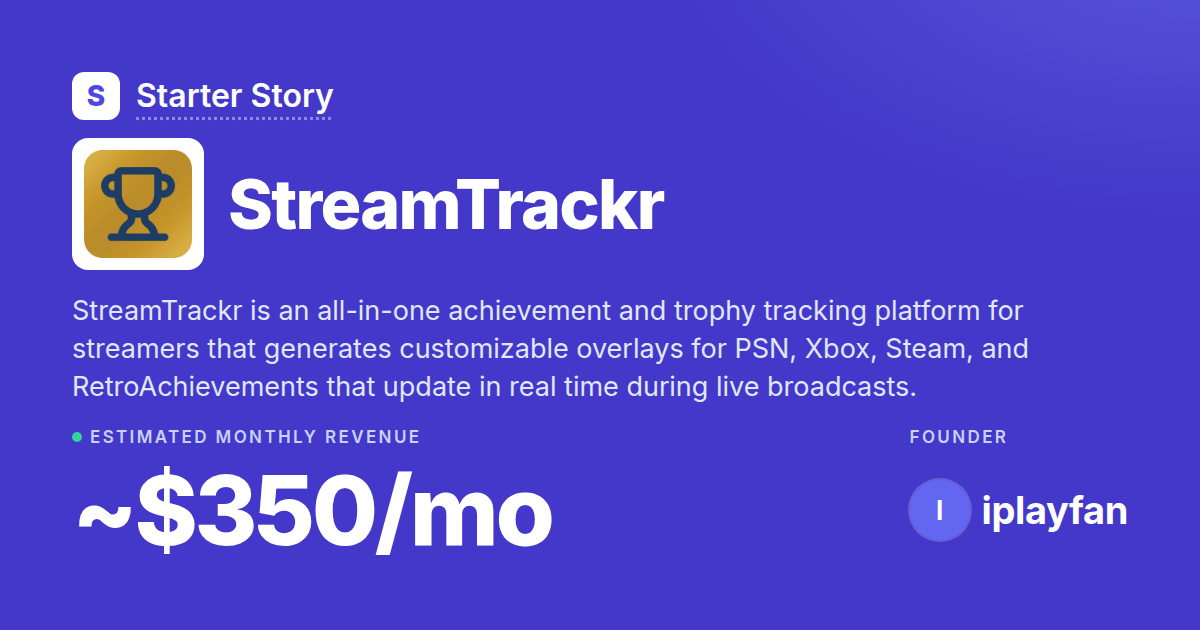 StreamTrackr: Revenue, Growth & Monetization · Starter Story