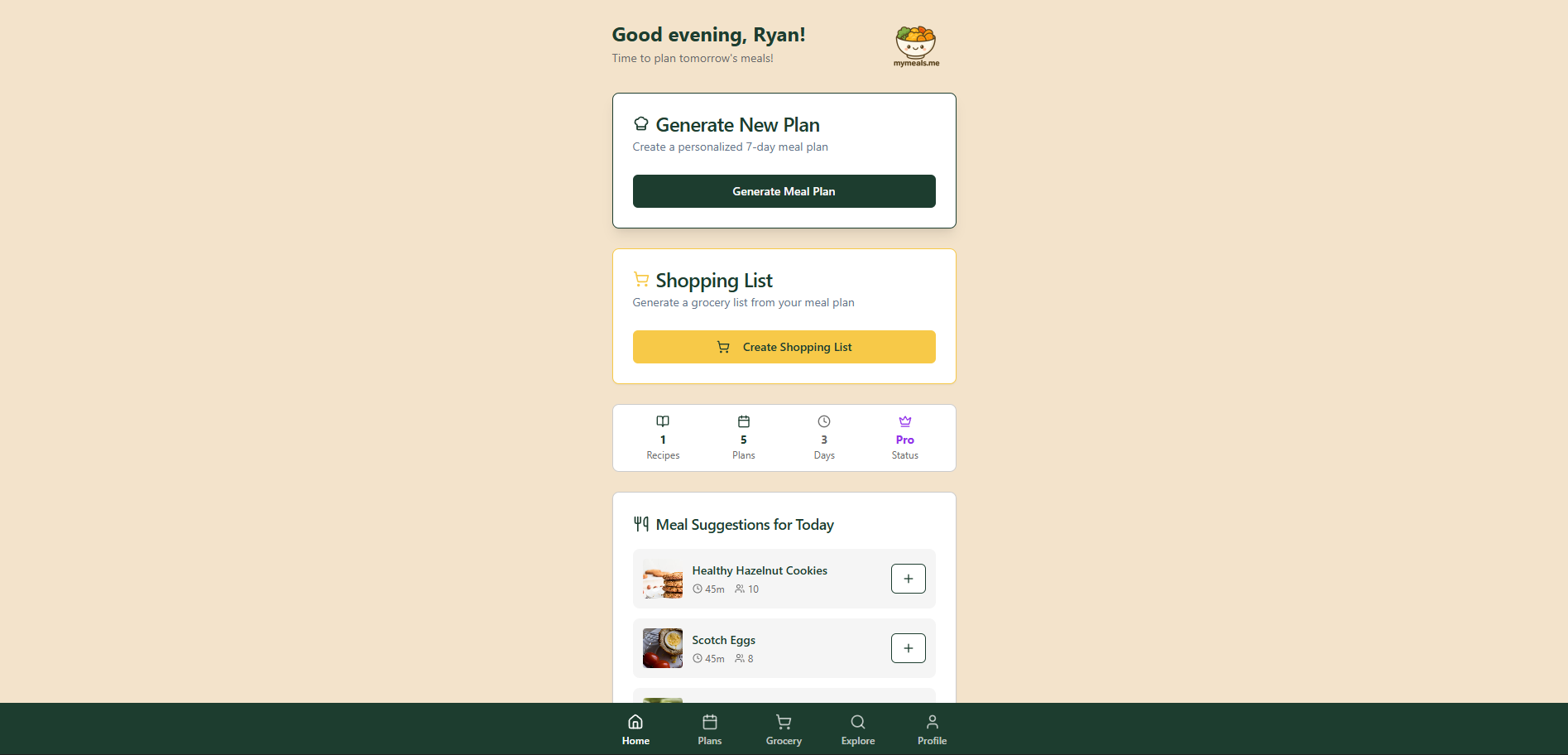 MyMeals.Me website screenshot