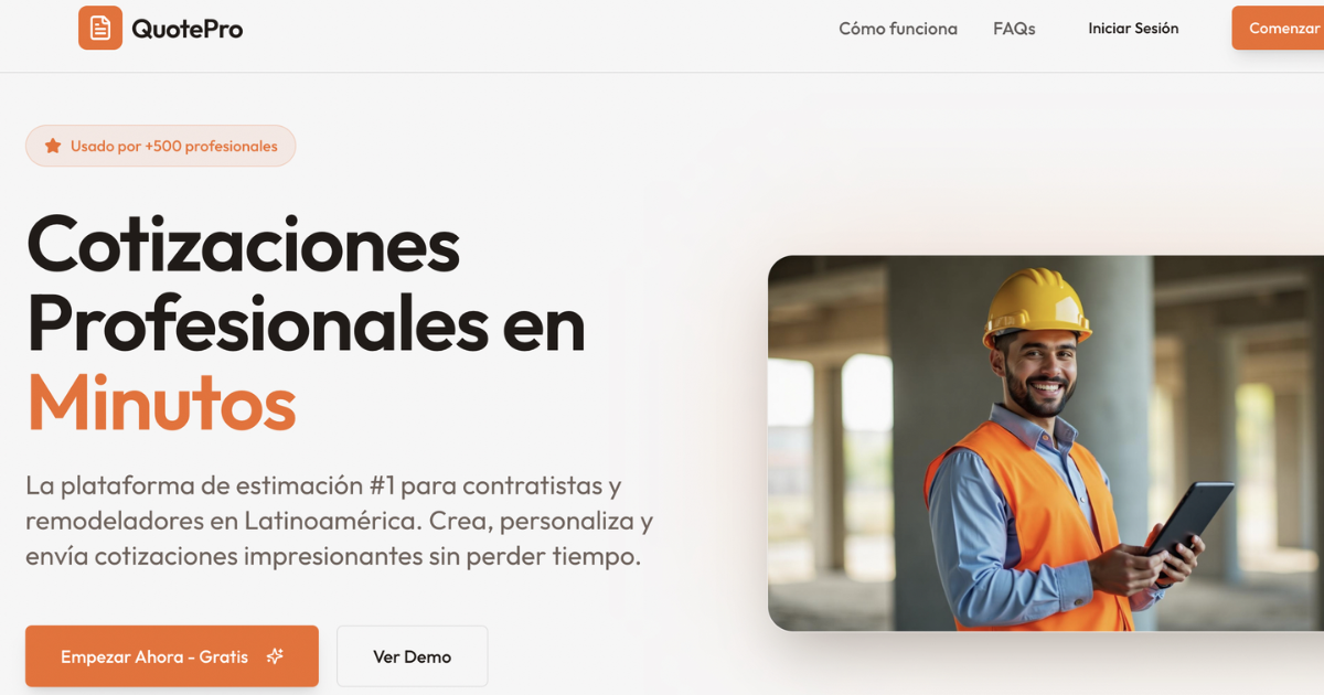 QuotePro website screenshot