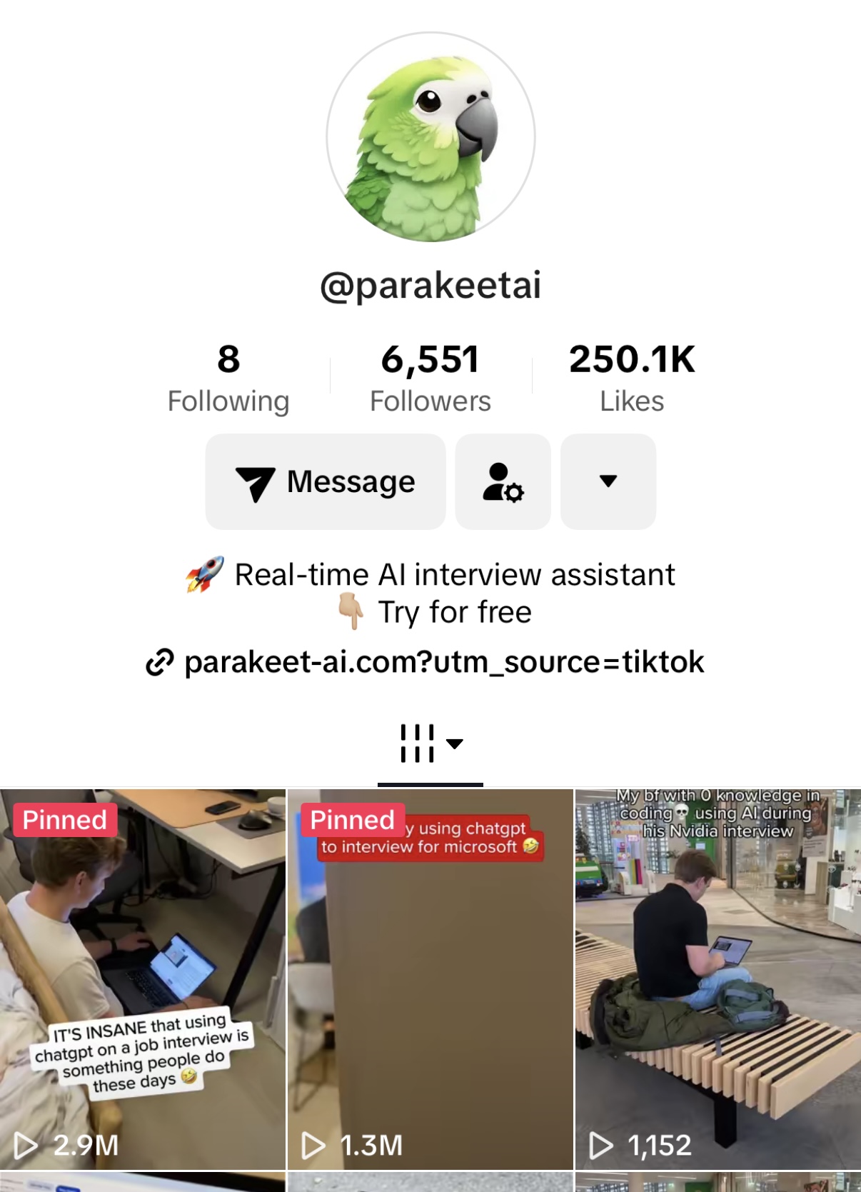 ParakeetAI TikTok Account