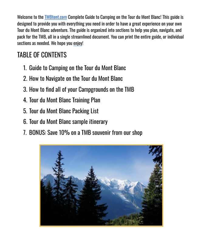 The table of contents from our very first PDF guide.