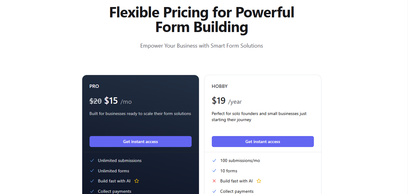 Rapid Forms Pricing