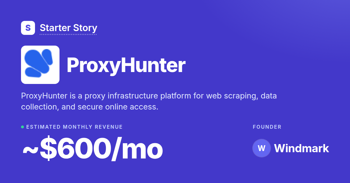 ProxyHunter: Revenue, Growth & Monetization · Starter Story