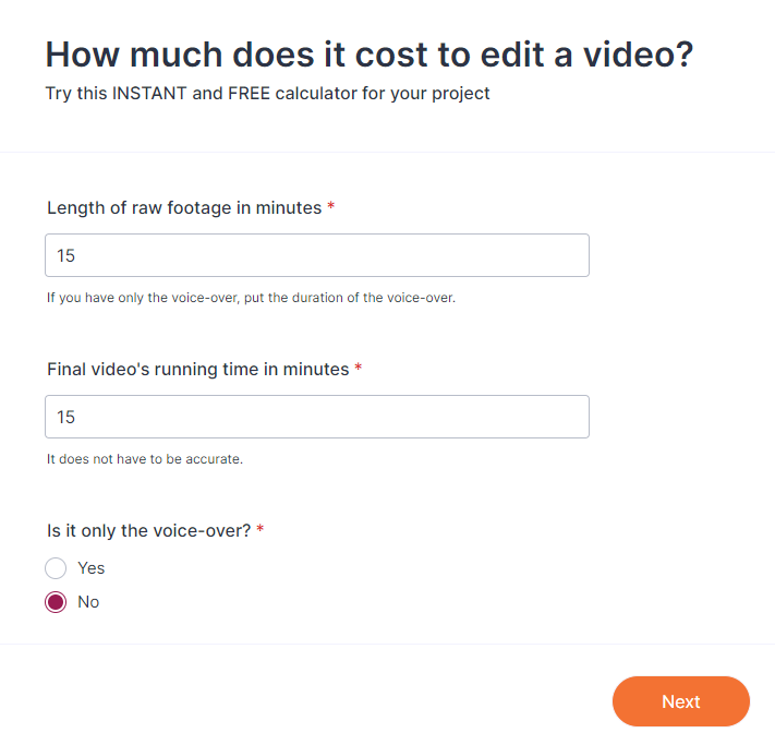 Video Editing Cost Calculator...