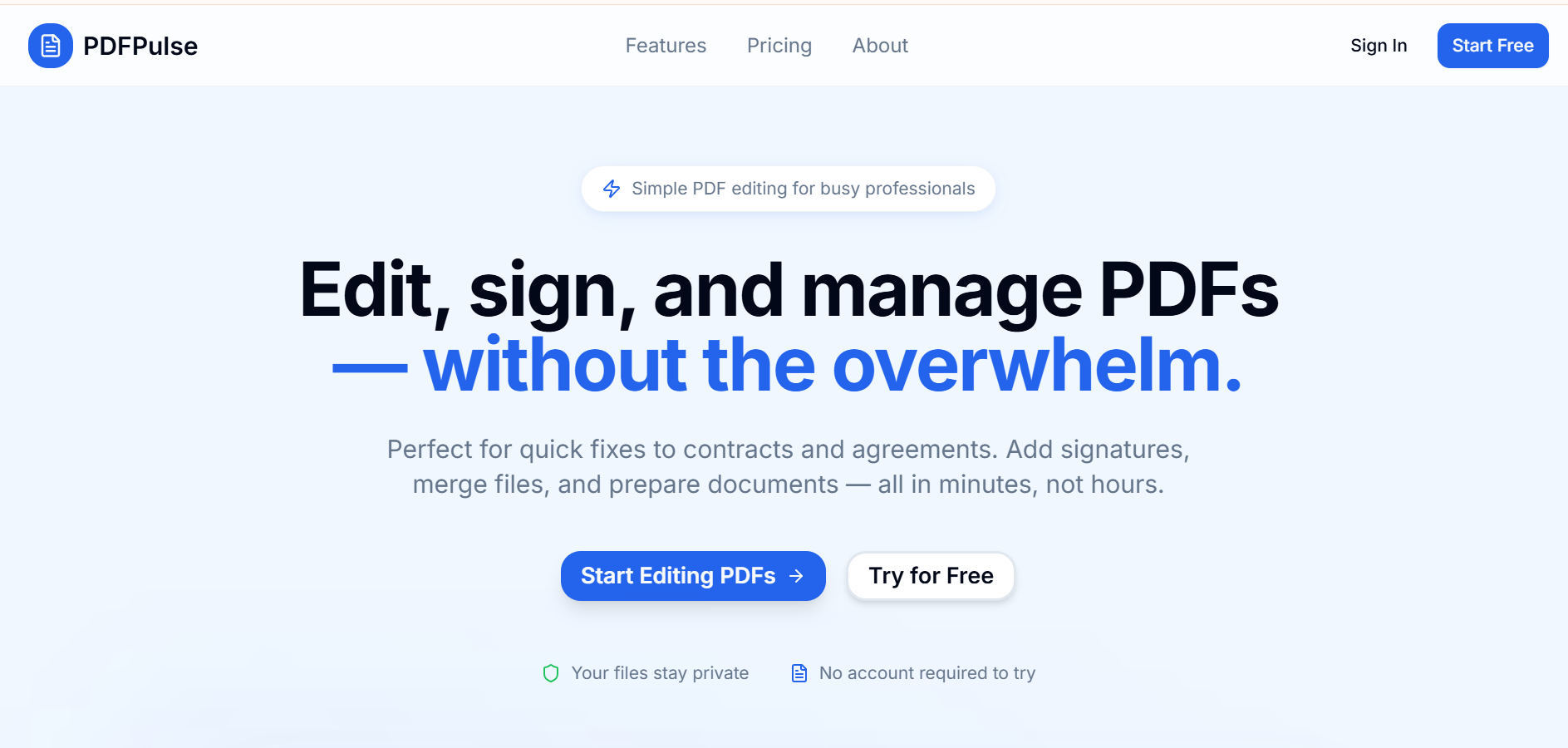 PDFPulse website screenshot