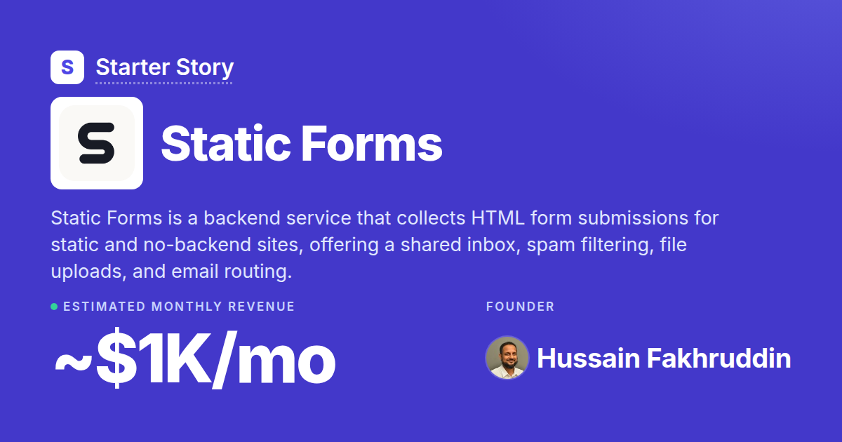 Static Forms: Revenue, Growth & Monetization · Starter Story