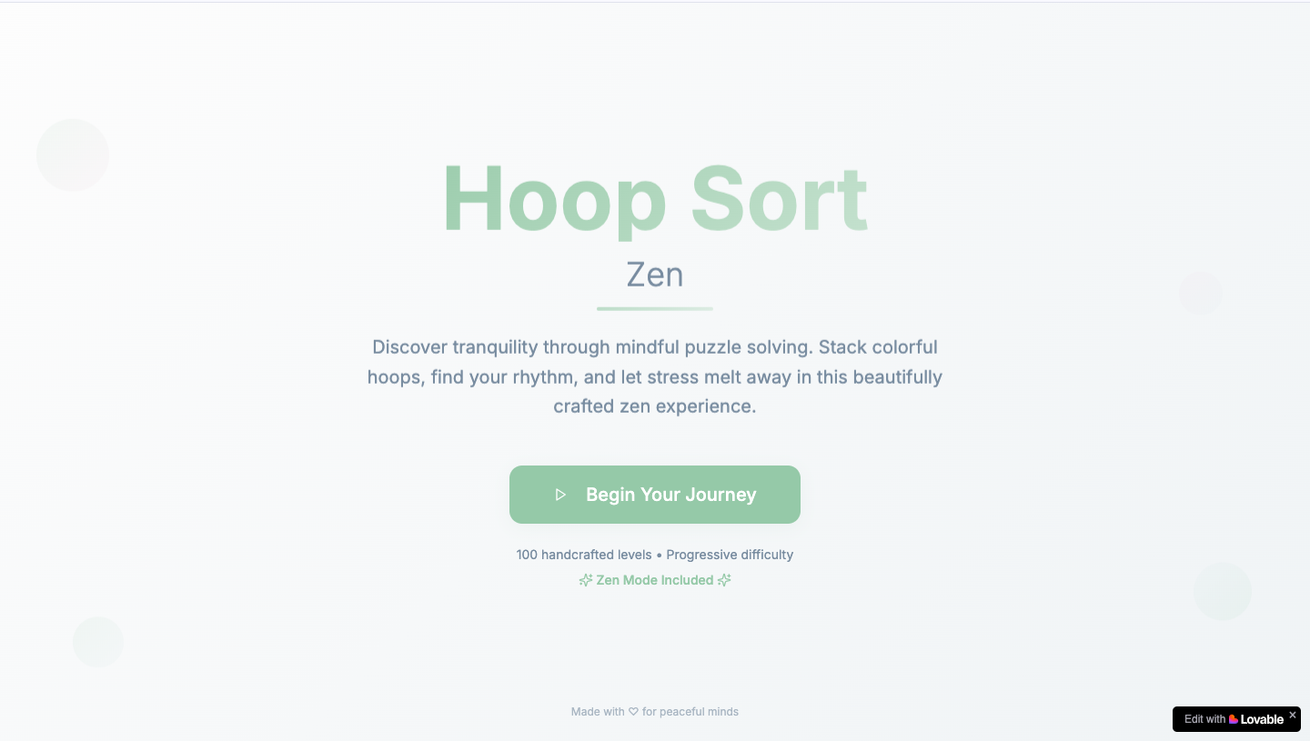 Hoop Zen Sort website screenshot